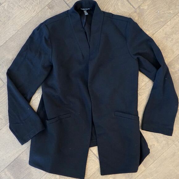 Eileen Fisher Lightweight Open Front Long Sleeve Blazer Black Womens Size XS - Picture 2 of 5